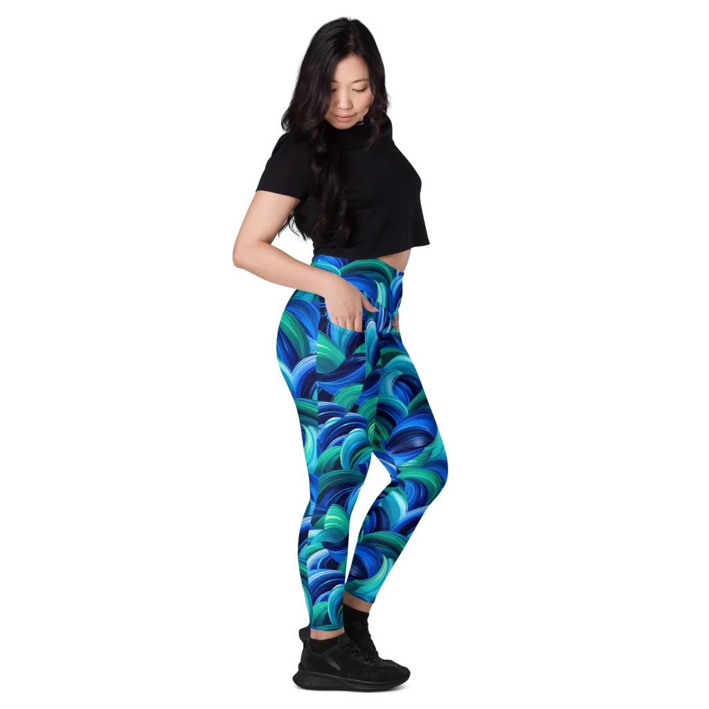 Emerald Surge on Leggings with Pockets — Right