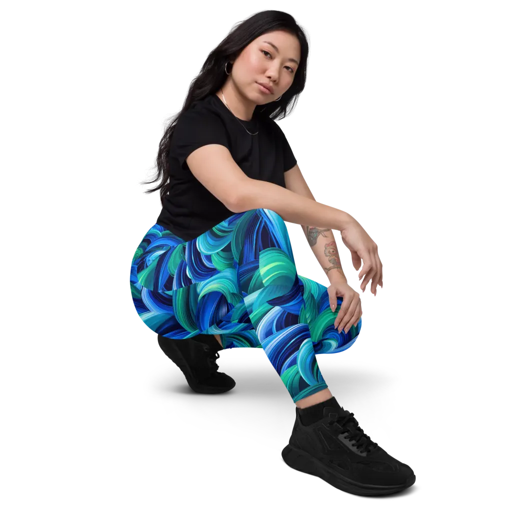 Emerald Surge on Leggings with Pockets — Right Front