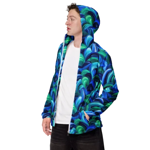 Emerald Surge on a Men's Windbreaker