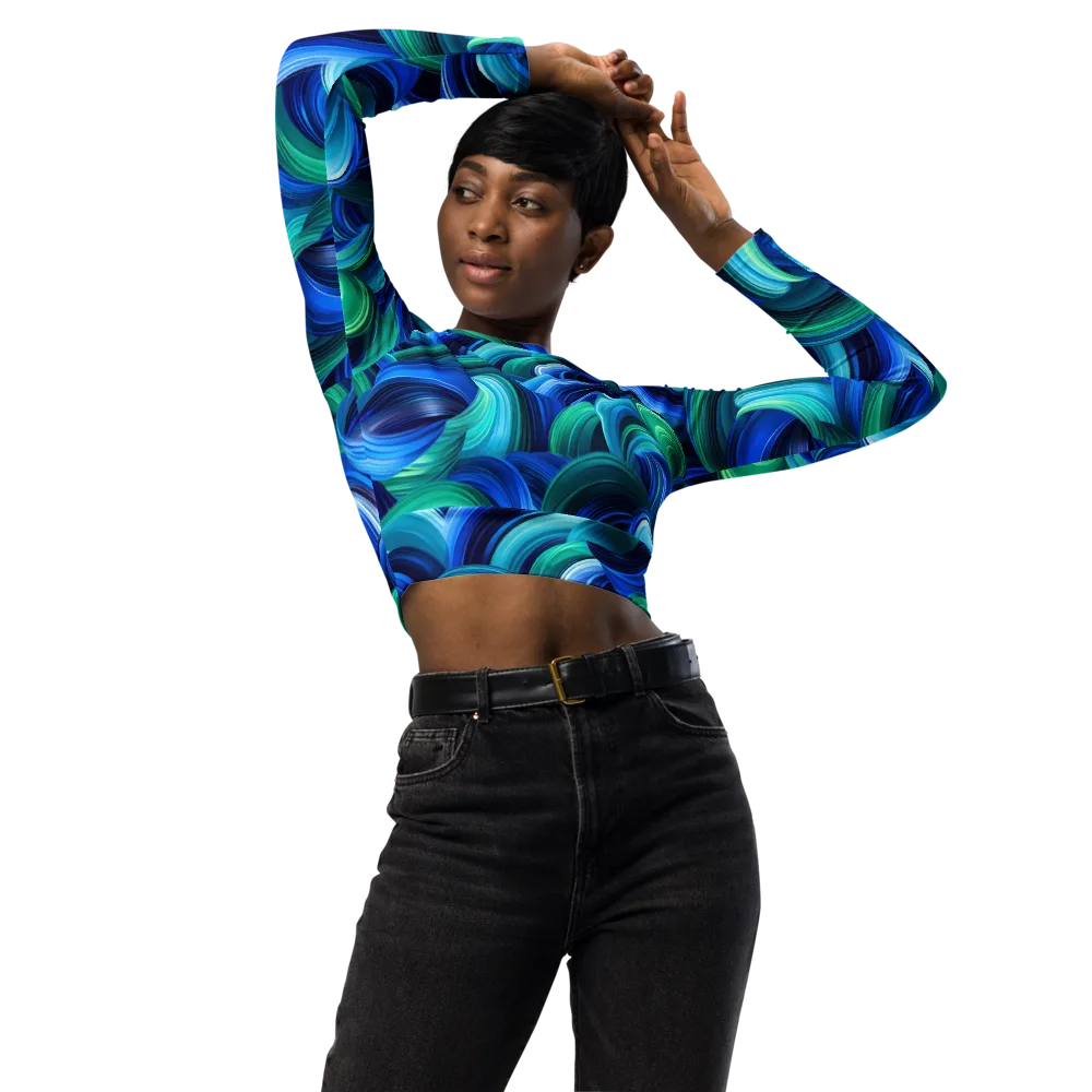 Emerald Surge on Long Sleeve Crop Top — Front