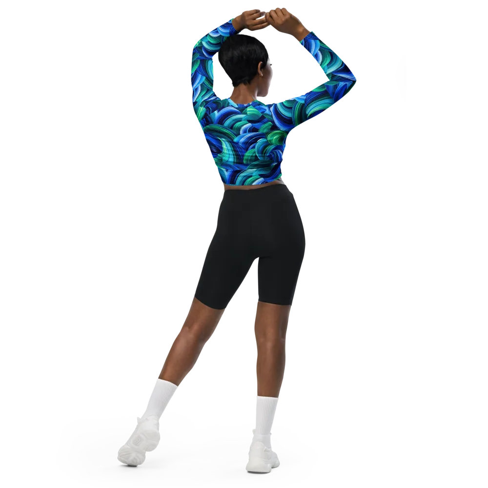 Emerald Surge on Long Sleeve Crop Top — Back