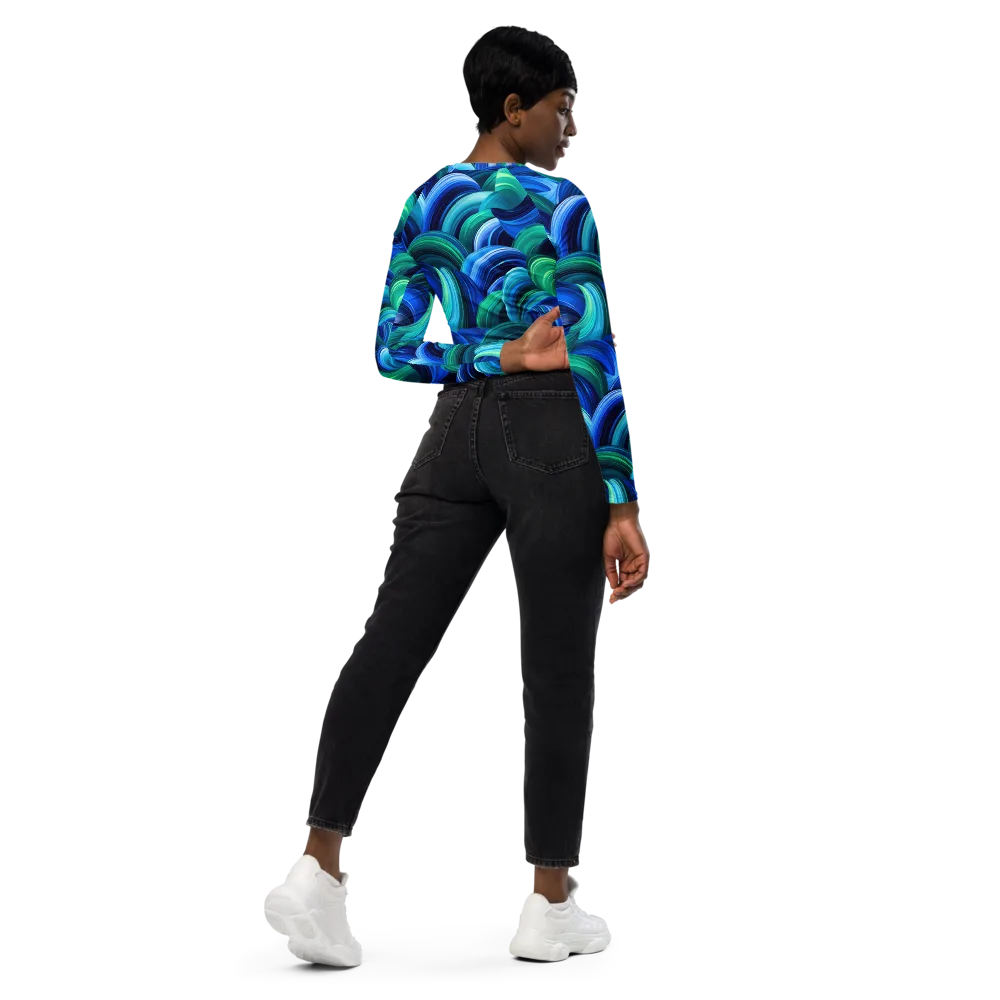 Emerald Surge on Long Sleeve Crop Top — Right Back