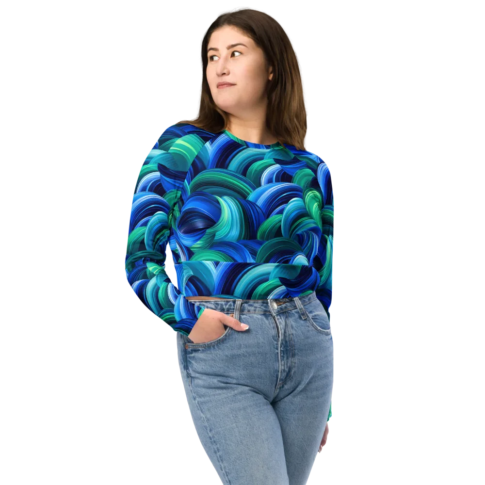 Emerald Surge on Long Sleeve Crop Top — Front