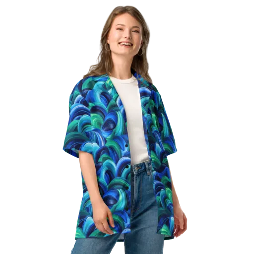 Emerald Surge on a Button Shirt