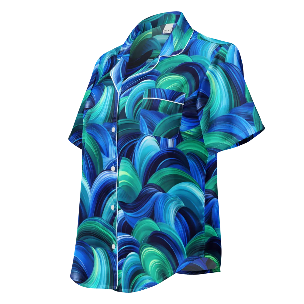 Emerald Surge on Women's Short Sleeve Pajama Top — Left Front