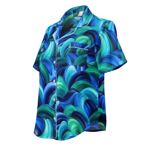 Emerald Surge on a Women's Short Sleeve Pajama Top
