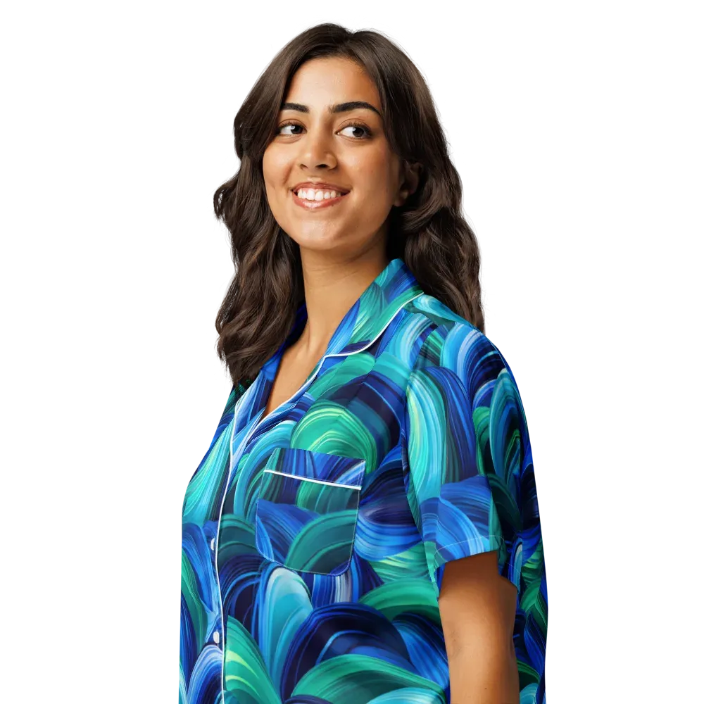 Emerald Surge on Women's Short Sleeve Pajama Top — Left Front