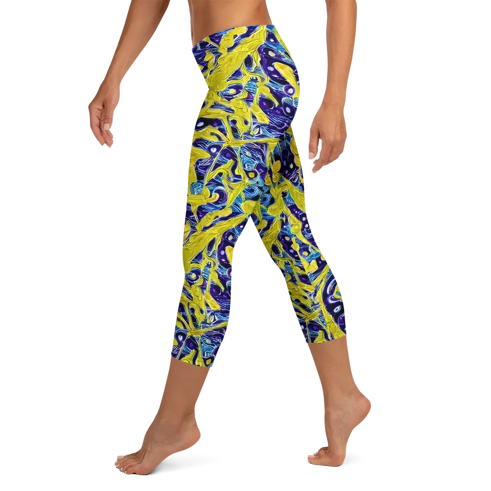 Liquid Sun on Capri Leggings — Left