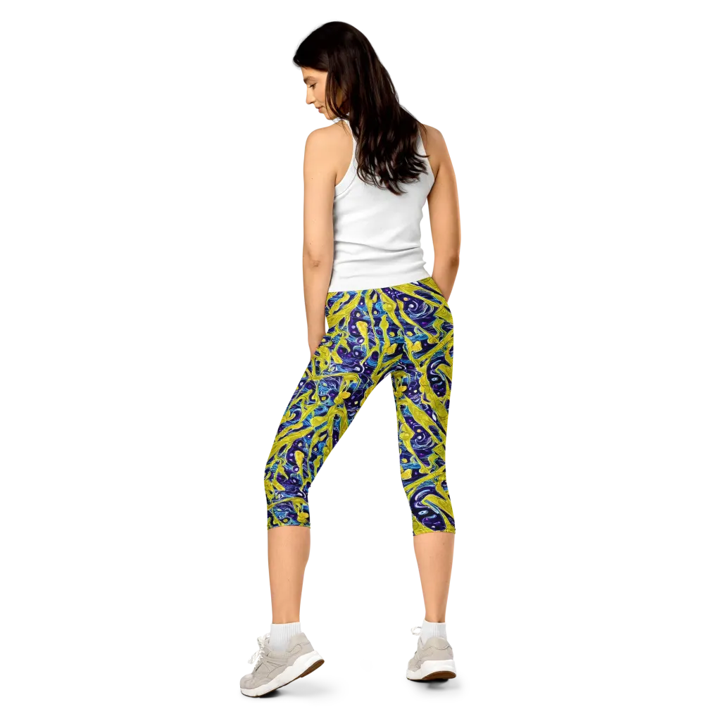 Liquid Sun on Capri Leggings — Back