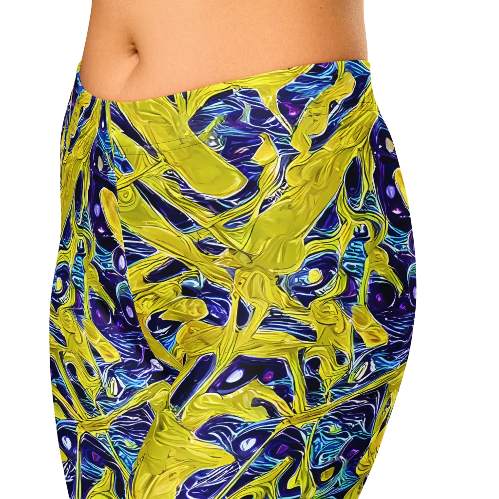 Liquid Sun on Capri Leggings — Zoomed-in
