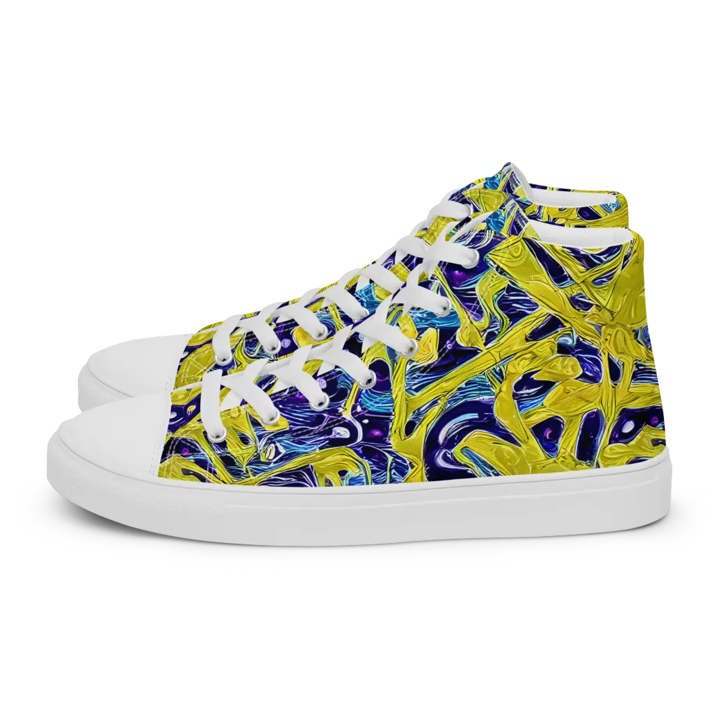 Liquid Sun on Men's High Top Canvas Shoes — Left