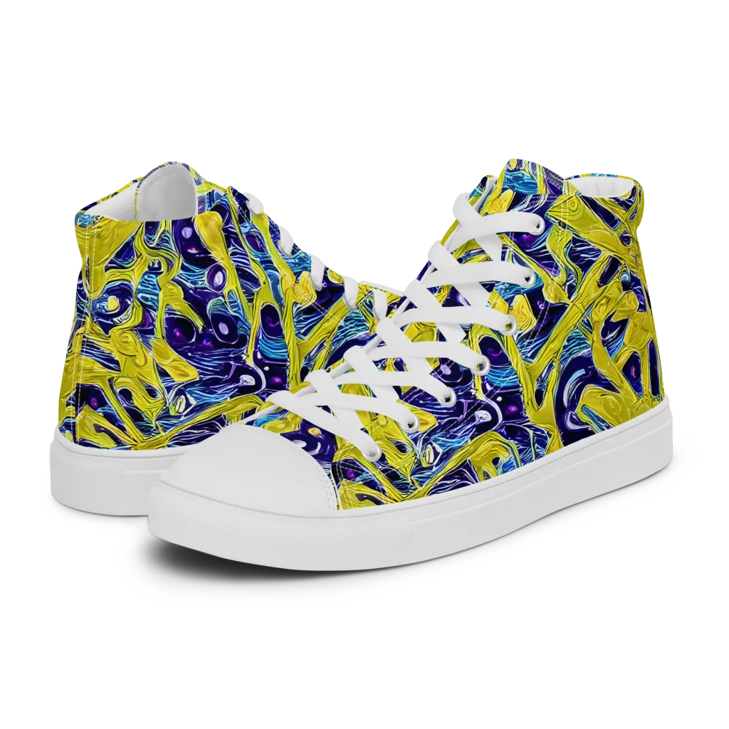 Liquid Sun on Men's High Top Canvas Shoes — Left