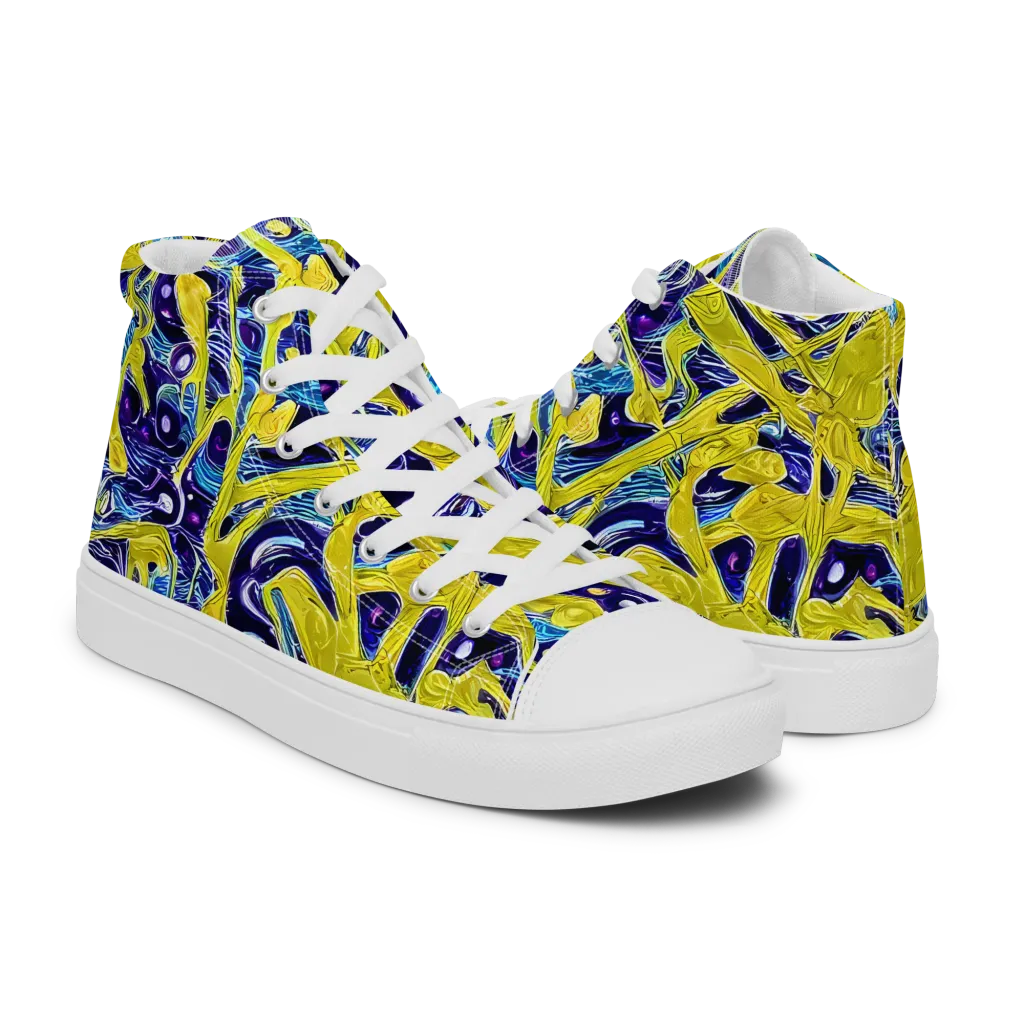 Liquid Sun on Men's High Top Canvas Shoes — Right