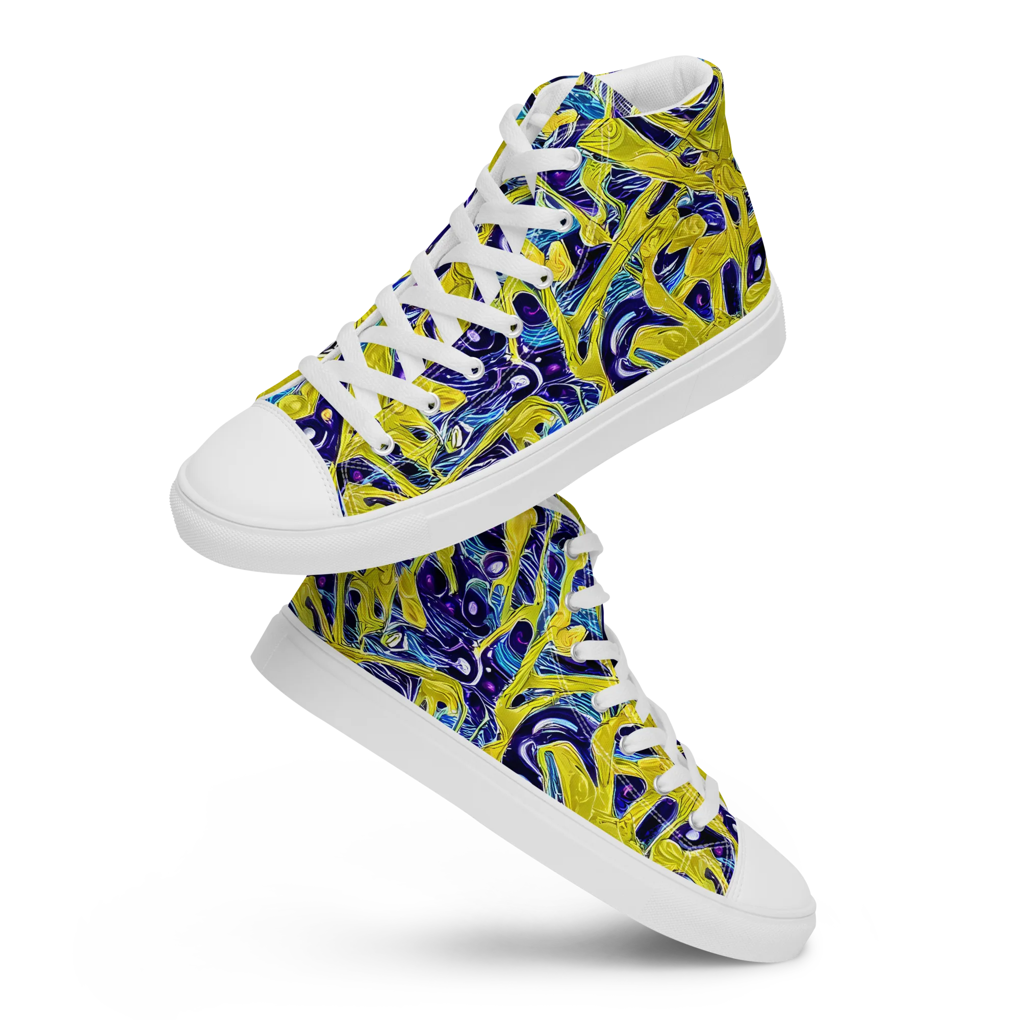 Liquid Sun on Men's High Top Canvas Shoes — Front