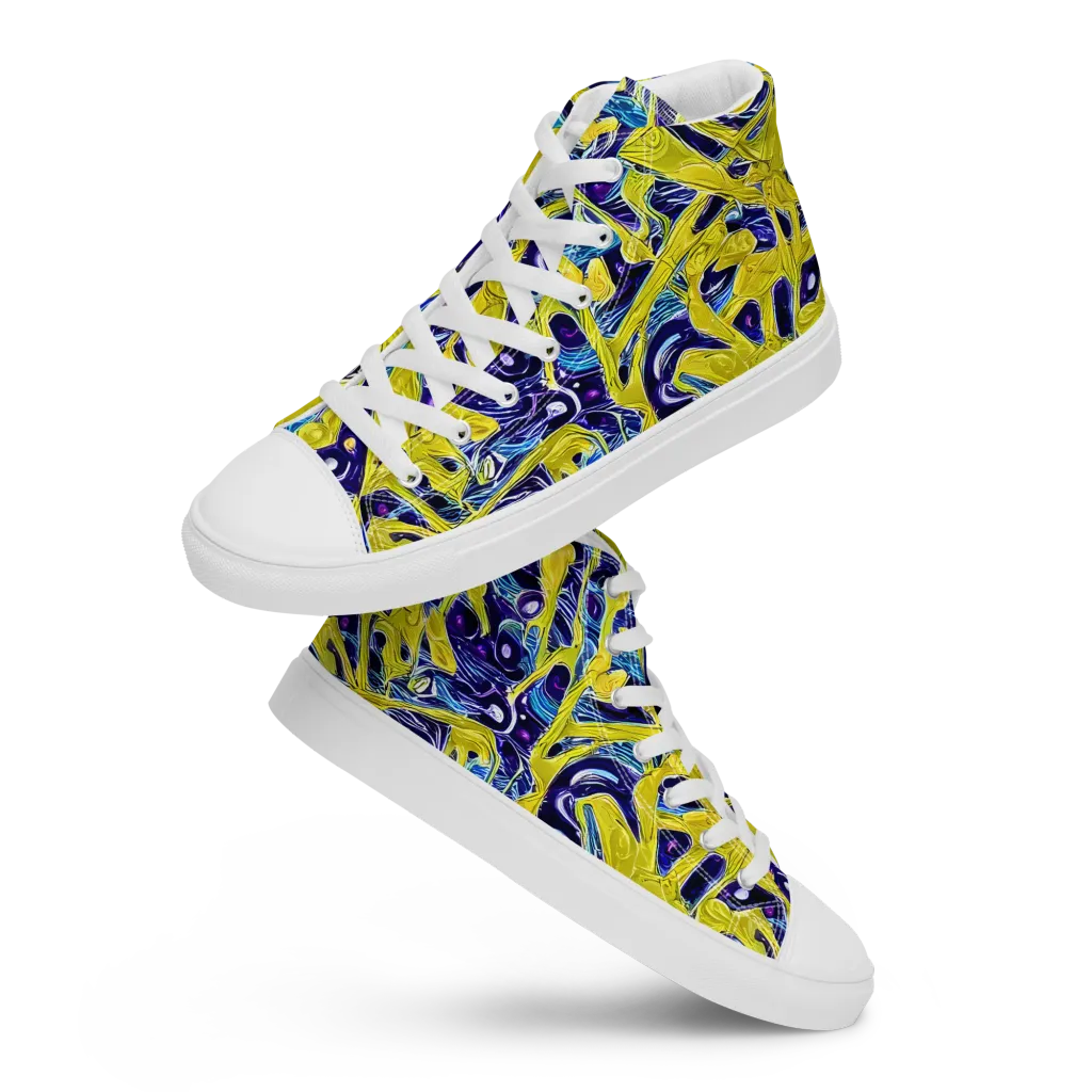 Liquid Sun on Men's High Top Canvas Shoes — Front
