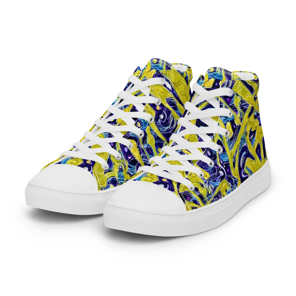 Liquid Sun on Women's High Top Canvas Shoes — Left Front