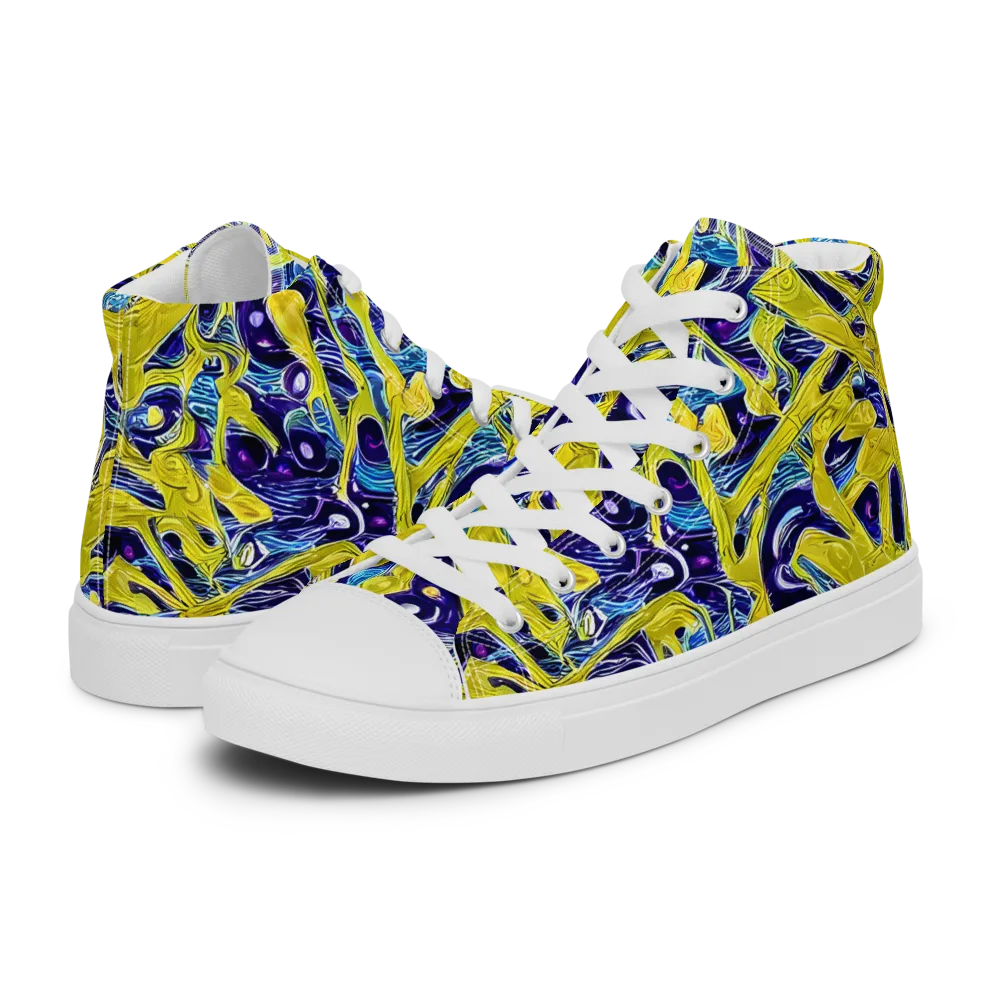Liquid Sun on Women's High Top Canvas Shoes — Left