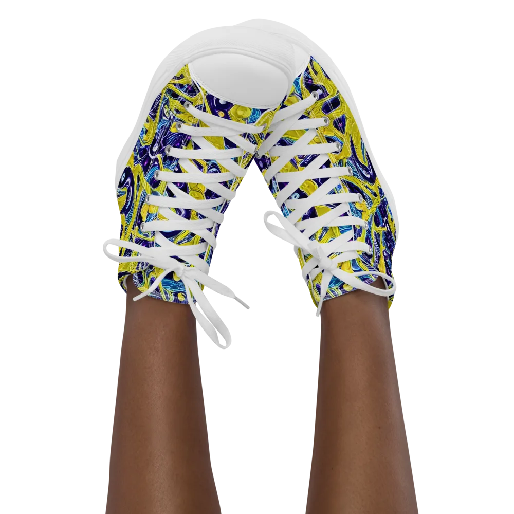 Liquid Sun on Women's High Top Canvas Shoes — Front