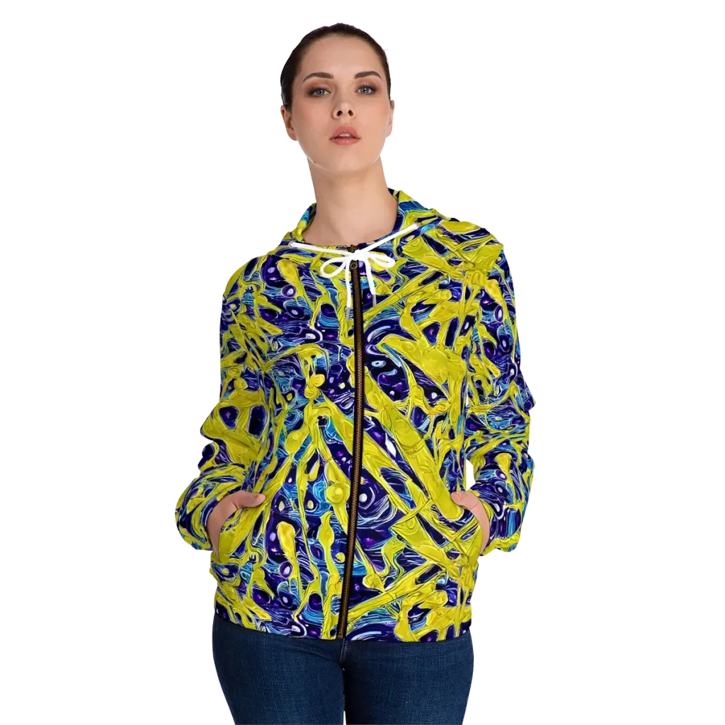Liquid Sun on Women's Full-Zip Hoodie — Front On Person