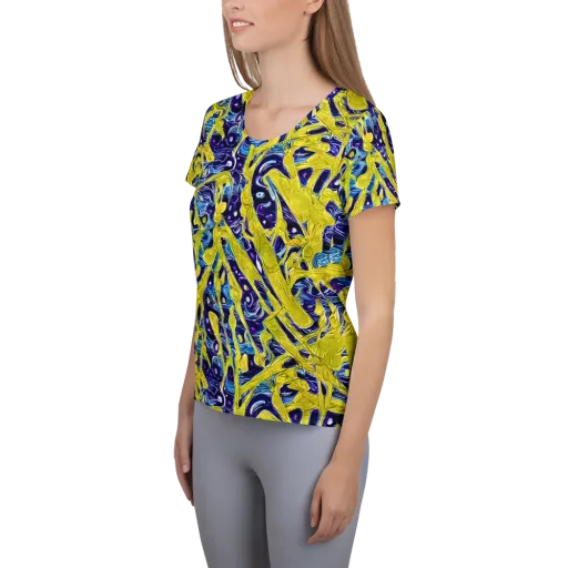 Liquid Sun on a Women's Athletic T-Shirt