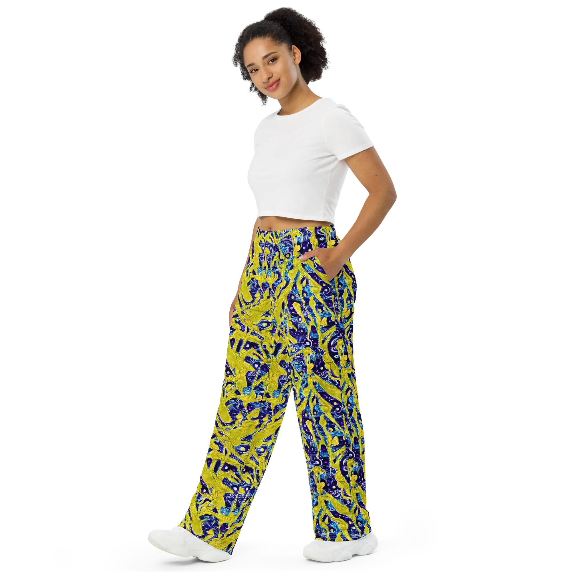 Liquid Sun on Wide-Leg Pants — Left Front