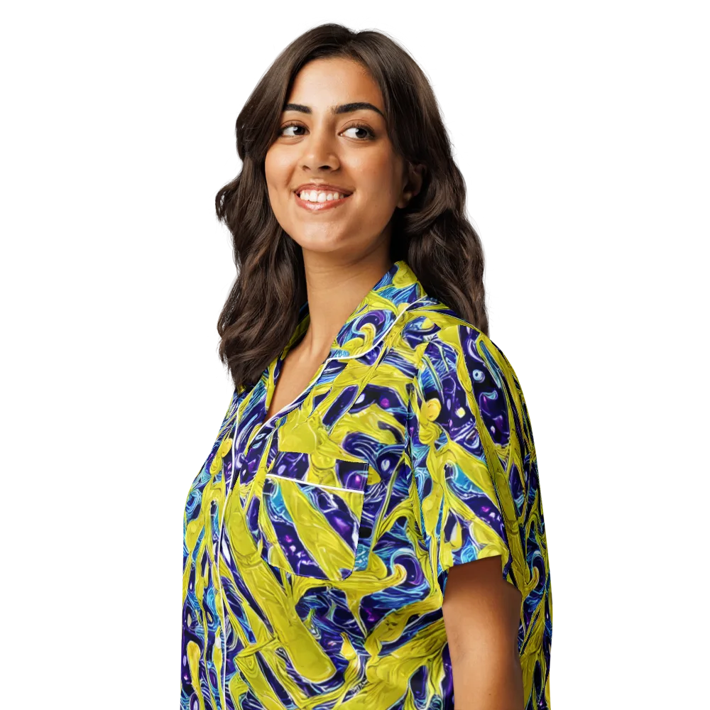 Liquid Sun on Women's Short Sleeve Pajama Top — Left Front