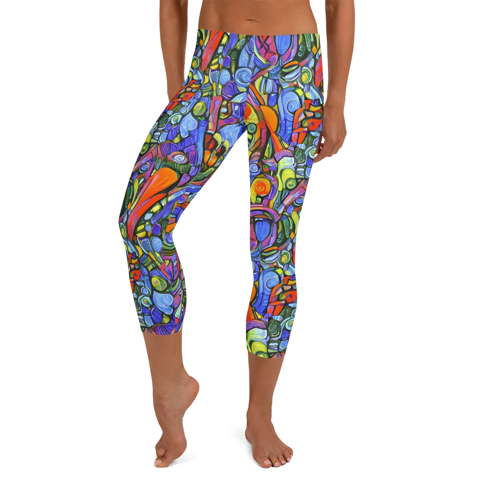 Kaleidoscope Voltage on Capri Leggings — Front