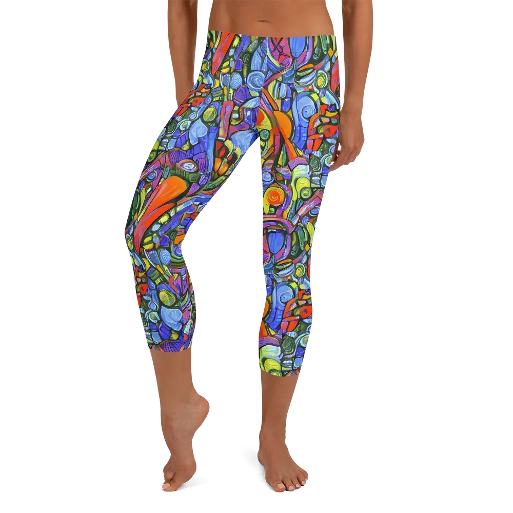 Kaleidoscope Voltage on Capri Leggings — Front