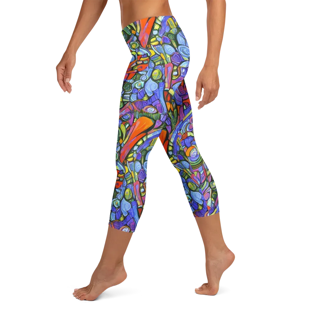 Kaleidoscope Voltage on Capri Leggings — Left