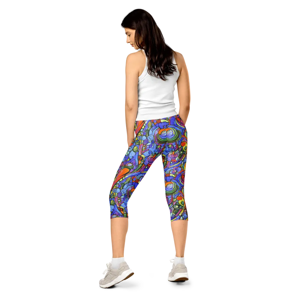 Kaleidoscope Voltage on Capri Leggings — Back