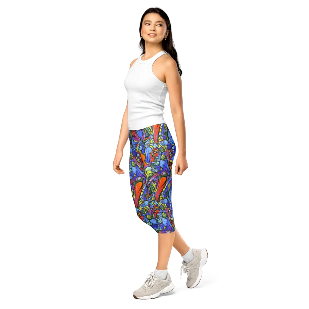 Kaleidoscope Voltage on Capri Leggings — Left Front