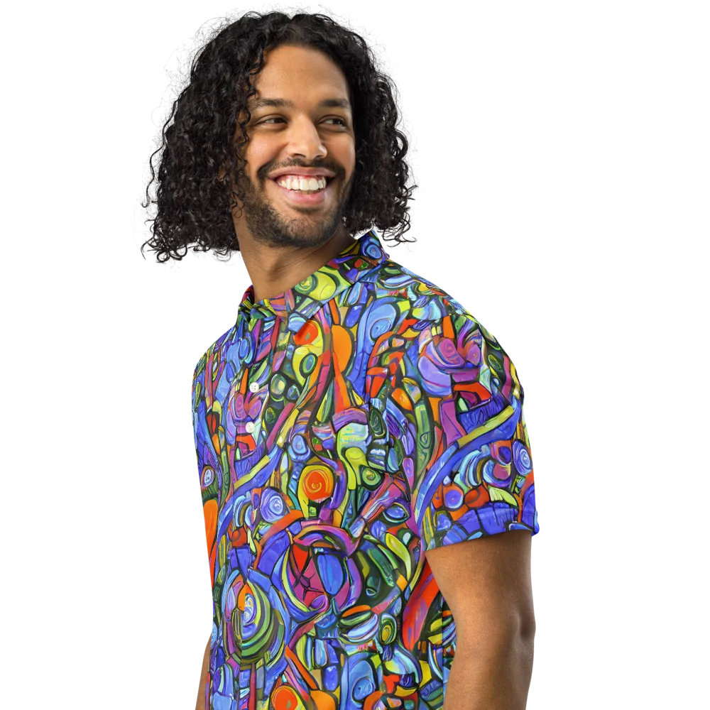 Kaleidoscope Voltage on Men's Slim Fit Polo Shirt — Left Front