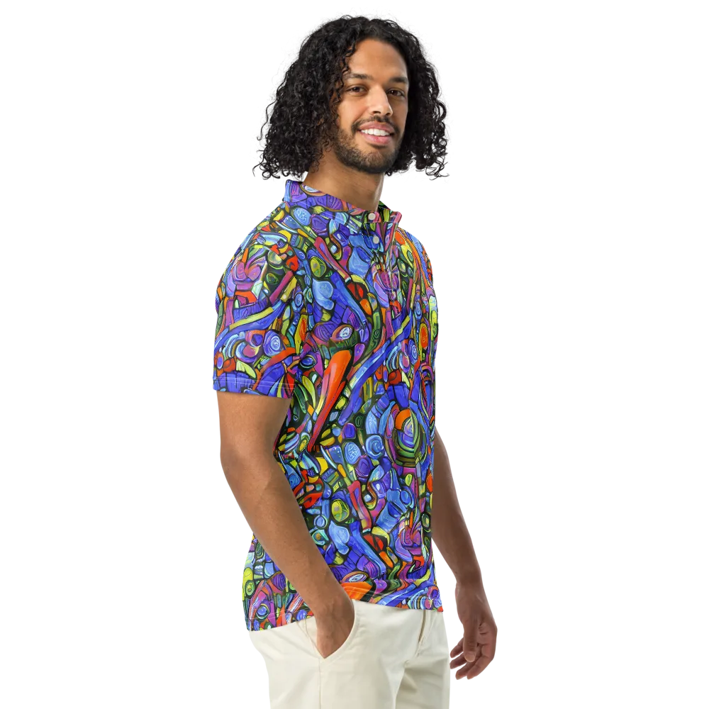 Kaleidoscope Voltage on Men's Slim Fit Polo Shirt — Right Front
