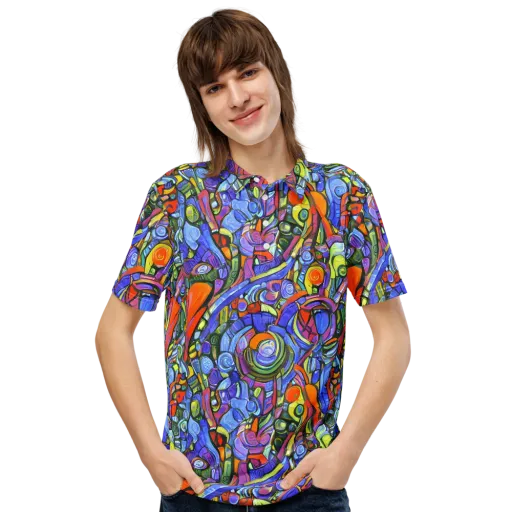 Kaleidoscope Voltage on a Men's Slim Fit Polo Shirt