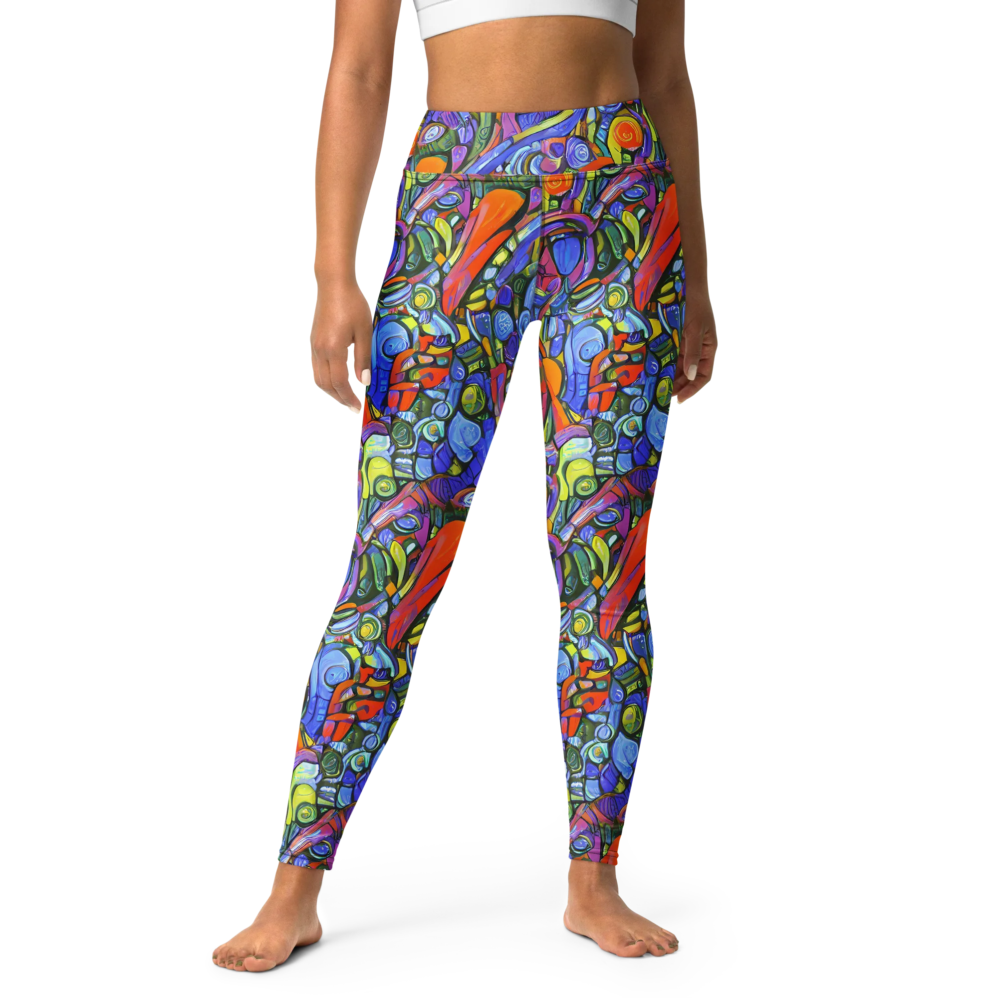Kaleidoscope Voltage on Yoga Leggings — Front