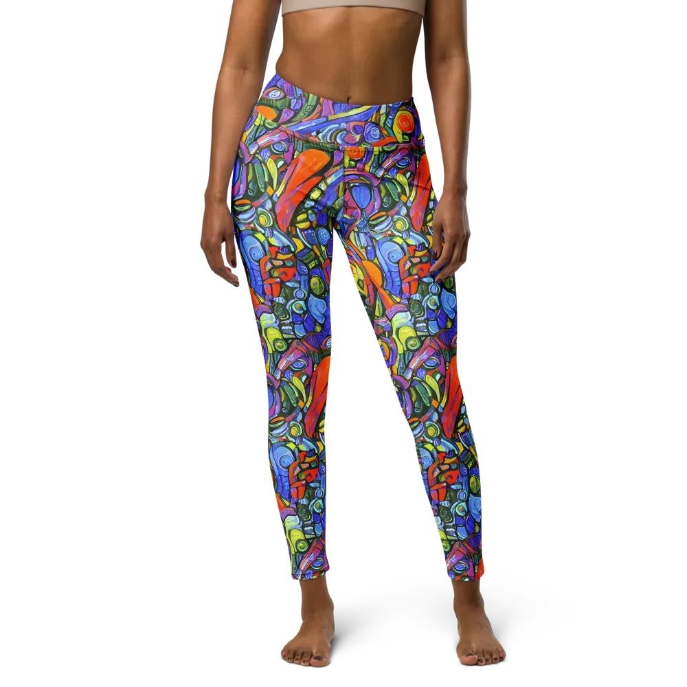 Kaleidoscope Voltage on Yoga Leggings — Front