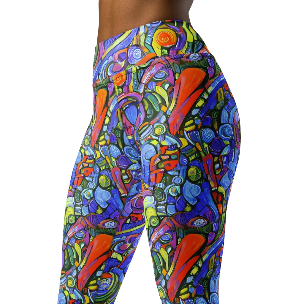 Kaleidoscope Voltage on Yoga Leggings — Left Front