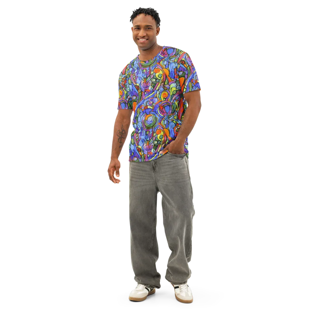 Kaleidoscope Voltage on Men's Cotton Crew Neck T-Shirt — Front