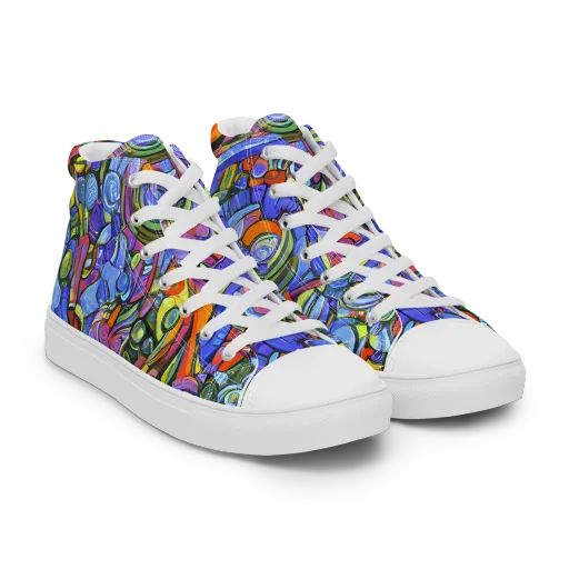 Kaleidoscope Voltage on a Men's High Top Canvas Shoes