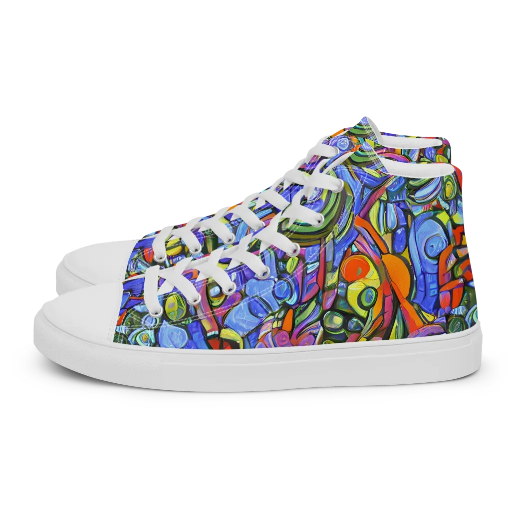 Kaleidoscope Voltage on Men's High Top Canvas Shoes — Left