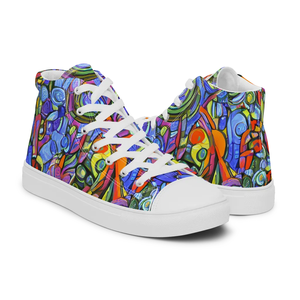 Kaleidoscope Voltage on Men's High Top Canvas Shoes — Right