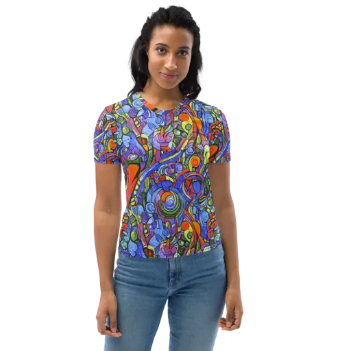 Kaleidoscope Voltage on a Women's Crew Neck T-Shirt