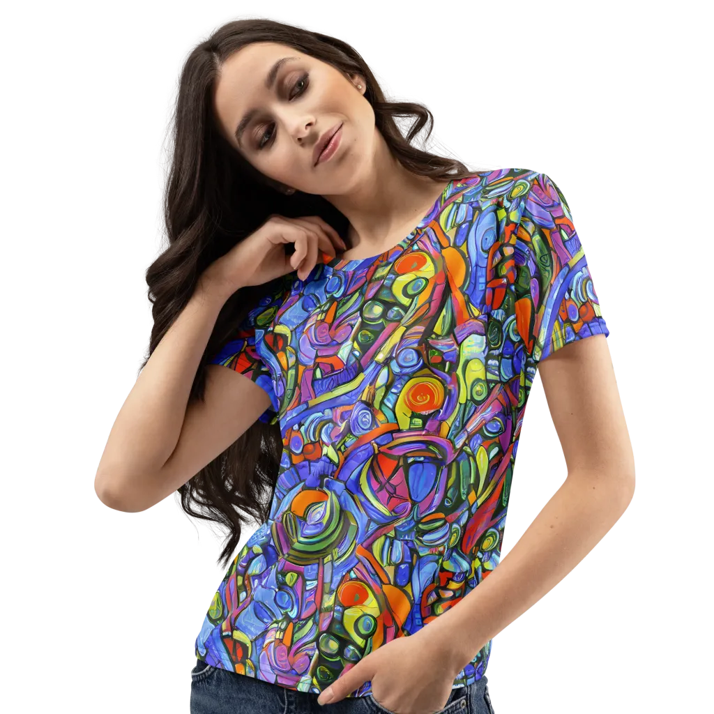 Kaleidoscope Voltage on Women's Crew Neck T-Shirt — Left Front