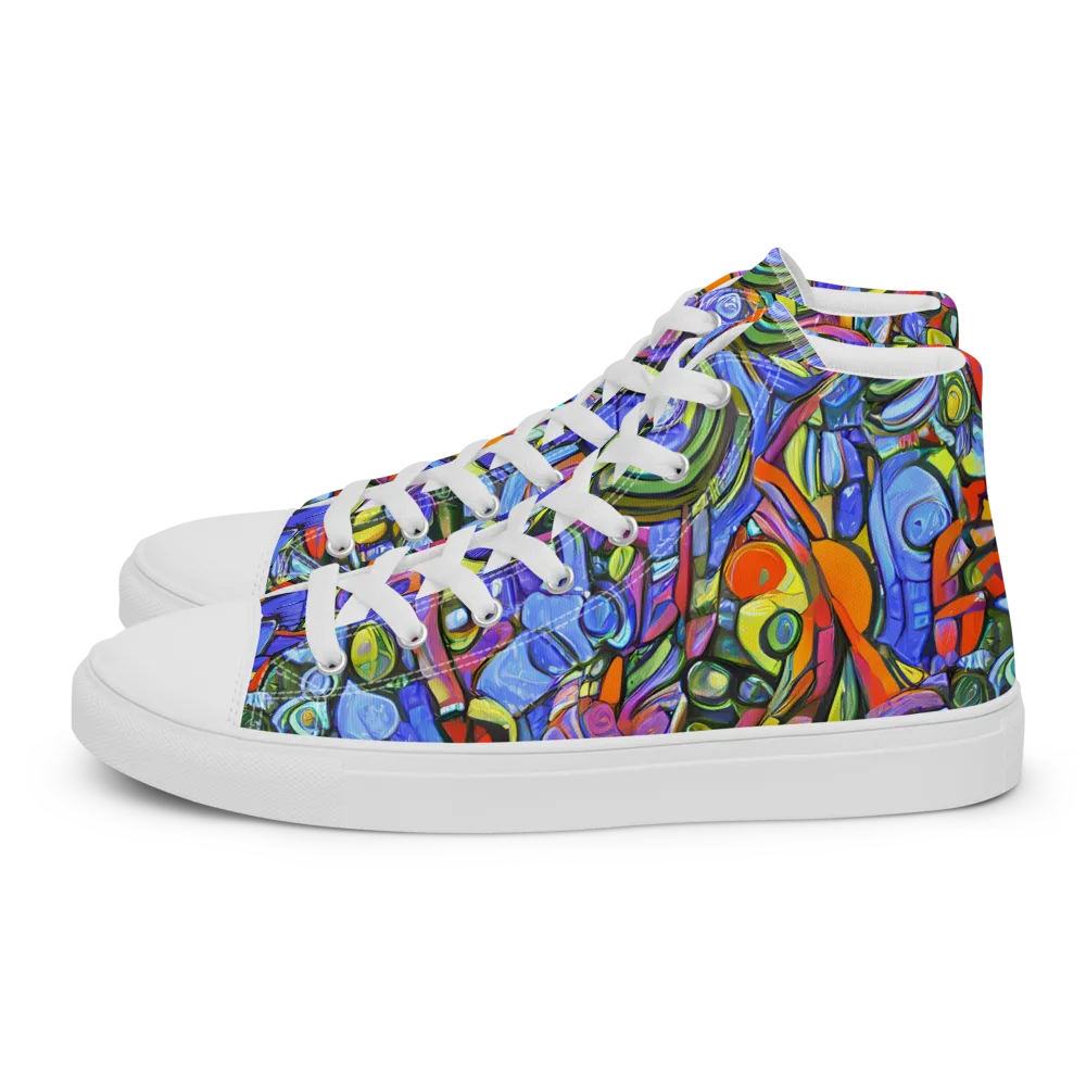 Kaleidoscope Voltage on Women's High Top Canvas Shoes — Left