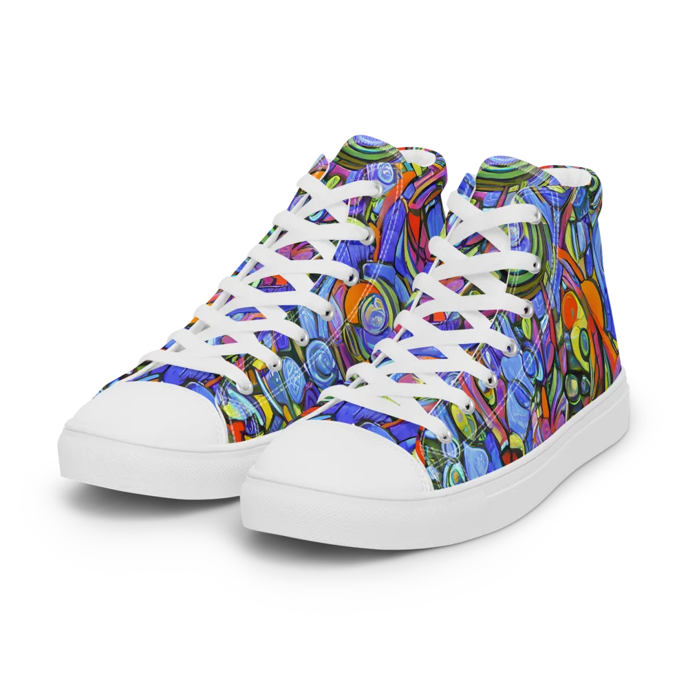 Kaleidoscope Voltage on Women's High Top Canvas Shoes — Left Front