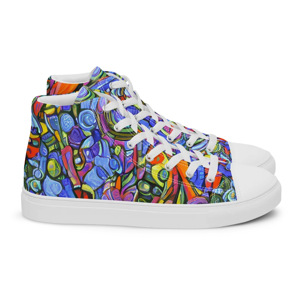 Kaleidoscope Voltage on Women's High Top Canvas Shoes — Right