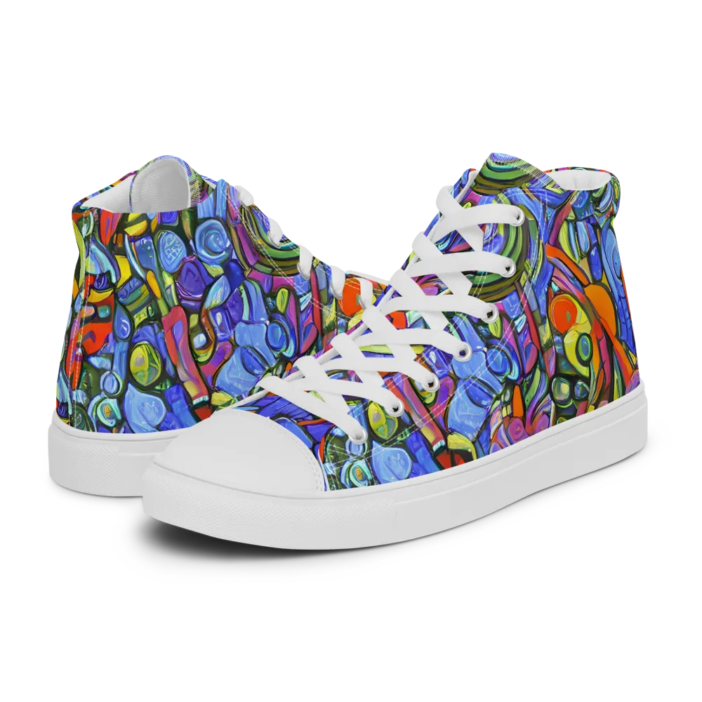 Kaleidoscope Voltage on Women's High Top Canvas Shoes — Left