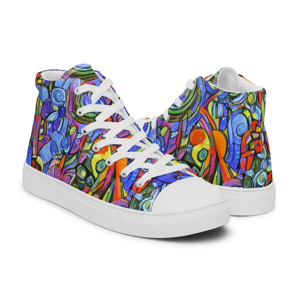 Kaleidoscope Voltage on Women's High Top Canvas Shoes — Right