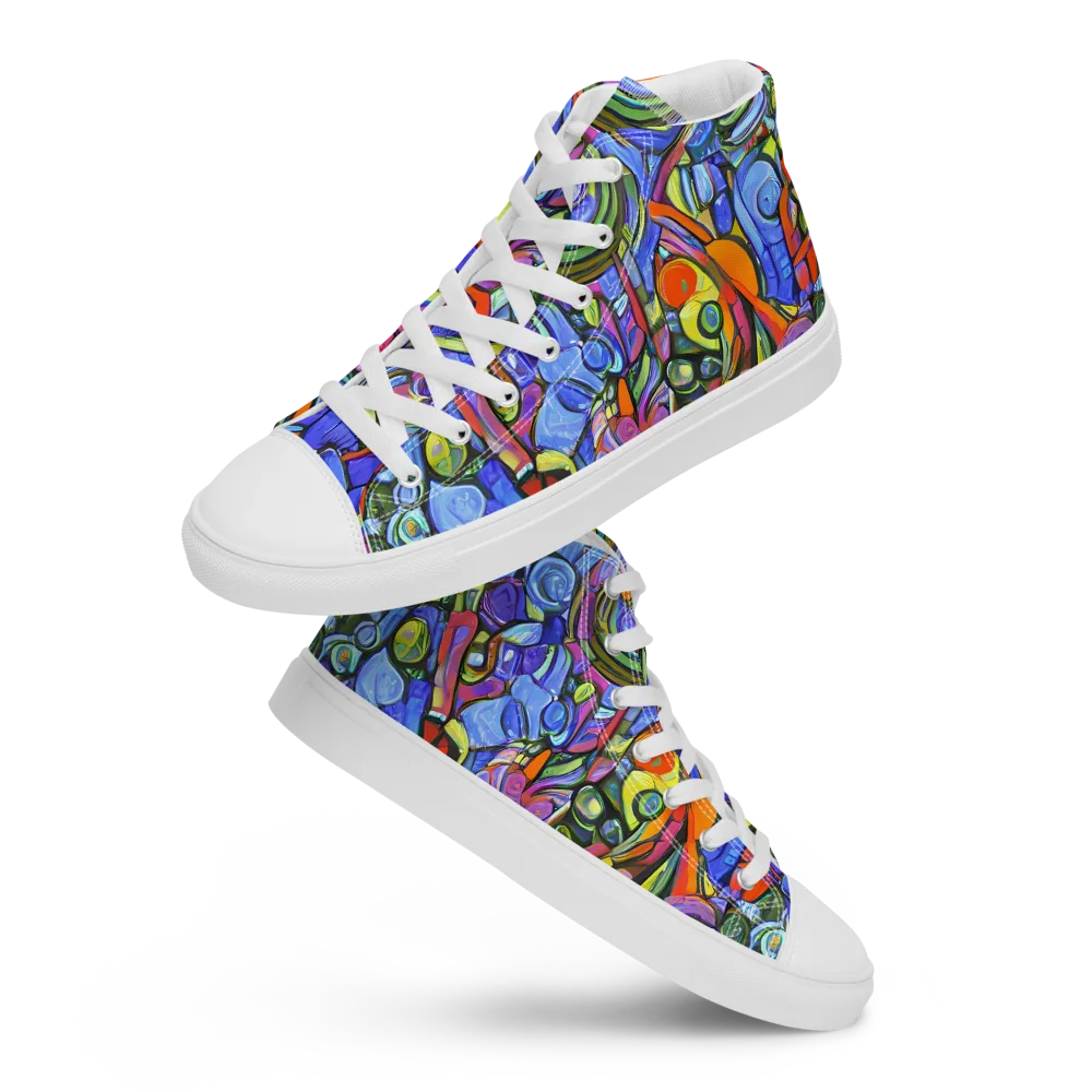 Kaleidoscope Voltage on Women's High Top Canvas Shoes — Front