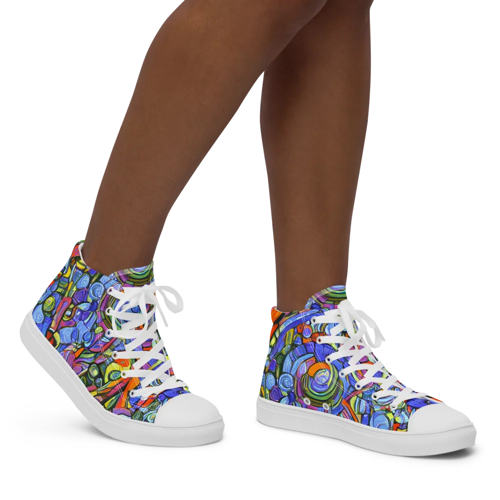 Kaleidoscope Voltage on Women's High Top Canvas Shoes — Right